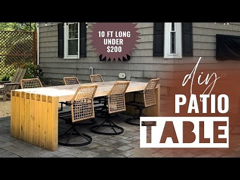 PATIO TABLE DIY — Easy 10 ft outdoor table tutorial [under $200]