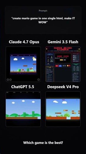 ChatGPT 5.5 vs Claude Opus 4.7 vs Gemini 3.5 flash 🍄 SuperMario