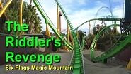Six Flags Magic Mountain The Riddler's Revenge Roller Coaster On Ride Front Seat HD POV New Paint