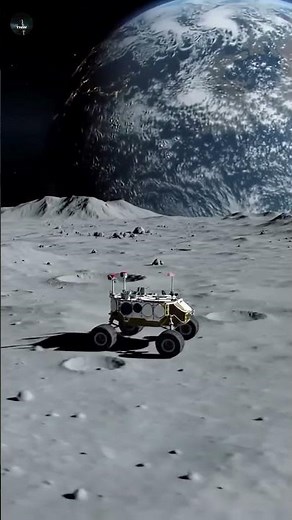 Earth from the Moon 🌍 | Rover’s Journey Begins – Stunning Lunar View! #MoonRover #EarthView