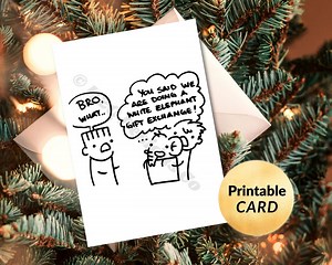White Elephant Christmas Card | Funny Gift Exchange Card | Digital Holiday Card | Printable Christmas Card - Etsy