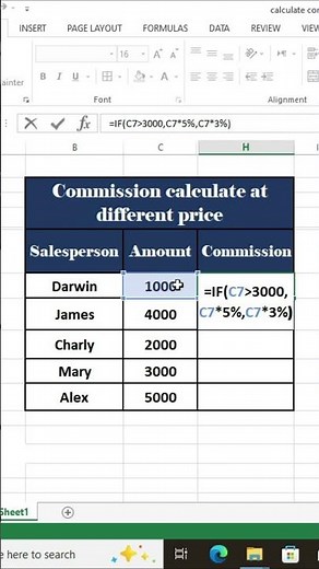 Calculate Commission at Different Prices in Excel