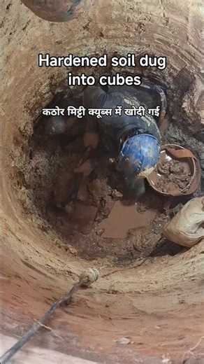 Hardened soil dug into cubes