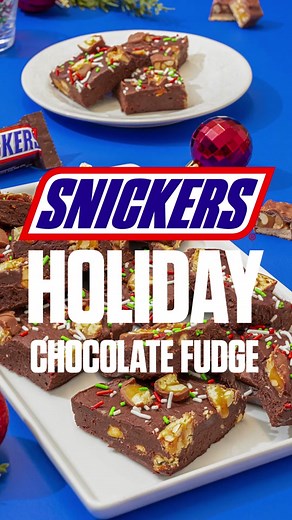 This easy, no-fuss fudge is a snap to make and will be sure to add festive cheer to your dessert menu. Find the full recipe at https://www.snickers.com/recipes.