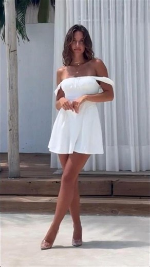 What to wear to a beach club party 🥂 Off The Shoulder White Mini Dress #Shorts