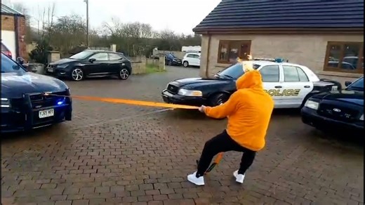 Strongman becomes first in UK to complete car pull after being set on fire