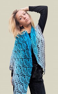 Blue Triangle Shawl, Sky Scarf, Large Triangle Wrap, Colorful Crochet Shawl, Triangle Knit Shawl, White Blue Poncho, Blue Crochet Scarf - Etsy