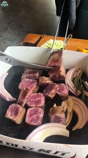 Maroon Beef Steak Chunks with Onions! Would You Try This? 🥩🧅🔥