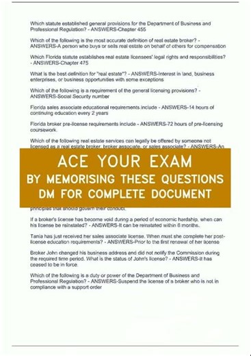 Florida Real Estate Exam TEST Questions WITH 100 Correct Answers LATEST UPDATE 202320241667 video