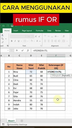 HOW TO USE THE IF OR FORMULA IN EXCEL #exceltutorial #if #ifformula #excelbeginner #IFOR #excelfo...
