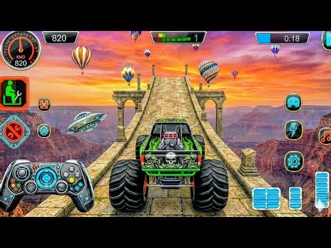 Insane Monster Truck Mega Ramp Jumps & Car Crashes! 😱 (Impossible Challenge) | Android Gameplay