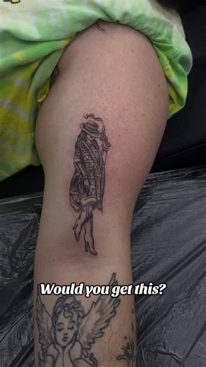 Mara on Instagram: "I wouldn’t mind trying some more in this style. I’ve not really seen it a lot. This was on my friend @zyiahnide and we were originally going to do a full trad piece but we were limited on time so we went smaller and black and grey. Message me to book 📲 #tattooartist #somethingnew #fineline #tradtional #bookhere"