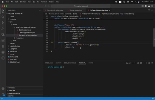 Vector similarity search demo, powered by GraalVM 🚀With Oracle Database 26ai and Spring AI you can easily build applications  performing semantic search using natural language.In our example pet… | Alina Yurenko 🇺🇦
