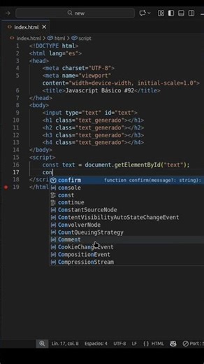 Javascript Básico #92: Texto multiple desde javascript en tiempo real #javascript #programacion