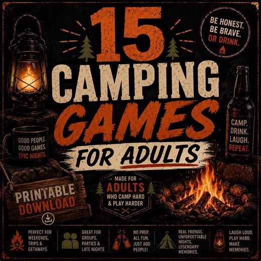 Adult Camping Games Printable Bundle, 15 Campfire Games for Adults Instant Download - Etsy