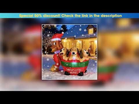 Today Only Inflatable Christmas Decorations 1.5m Sausage Dog Inflatable Toy Outdoor Light Garden De