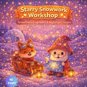 Kids Coloring Pages Printable – Winter & Snowflake Coloring Book for Kids Ages 3–7 | Starry Snow-work Workshop - Etsy