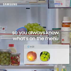 A fridge smart enough to tell you what’s inside. The AI Family Hub™ Fridge suggests personalised recipe recommendations based on what’s in your fridge. | Samsung