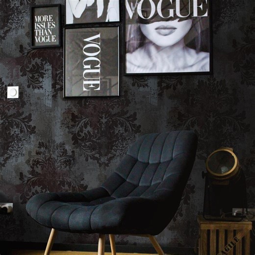 Peel and Stick Wallpaper: Black Damask Pattern - Removable, Renter Friendly - Etsy