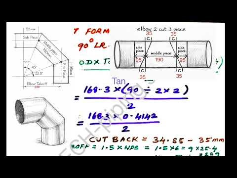 Miter Bend Formula Calculation 6" - LR 90° - 2 CUT