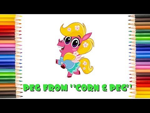How to draw Peg from "Corn and Peg" cartoon serie | Step by step tutorial for kids