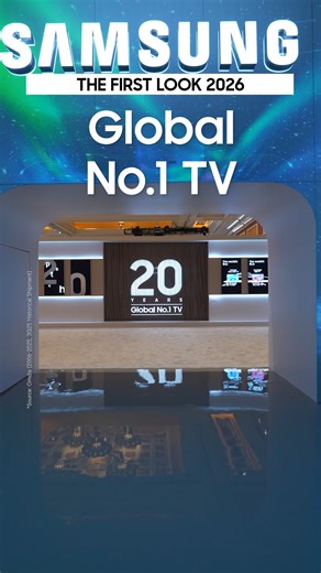 Veinte años en la cima, y la energía se siente. El liderazgo global de Samsung TV durante 20 años existe gracias a ti: quienes miran, quienes creen. Desde hogares en todo el mundo hasta este espacio hoy, tú lo hiciste realidad. Y esto recién empieza. | Samsung
