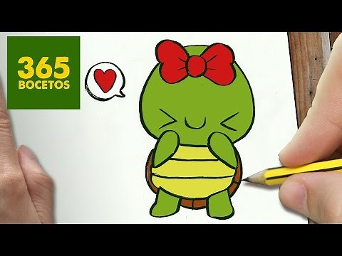 HOW TO DRAW A KAWAII TURTLE STEP BY STEP - Easy kawaii drawings - How to draw a Turtle
