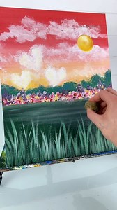 63K views · 1K reactions | Here is a simple spring landscape painting...