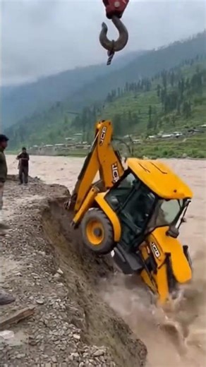 JCB Swallowed by River! 🤯 Crazy Construction Fail Caught on Camera #Shorts #viral #2026 #trending