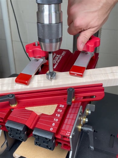 Most drill presses are built for one thing: Perfectly vertical holes. Yes, many have tilting tables…but most woodworkers avoid using them because getting the table square again afterward can be a pain. The Woodpeckers Duax Angle Drilling Table solves that problem. Instead of adjusting your table, the Duax gives you precise control over the workpiece itself. The adjustable table sets the primary angle, while the movable fence provides the second axis—letting you drill compound angles with complet