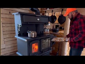 Cast Iron Cooking Stove,Log Cabin Build on a Off Grid Homestead,Surviving Winter