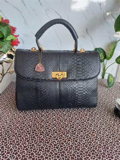 Authentic Vintage JRA Japanese Genuine Python Skin Top Handle Bag - Like New!! - Etsy