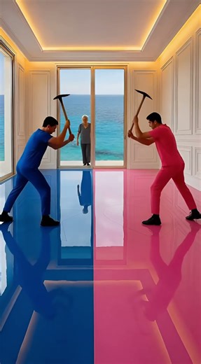 Blue vs Pink Epoxy Floor Transformation :) | Heart & Star Hidden Design Reveal 😱