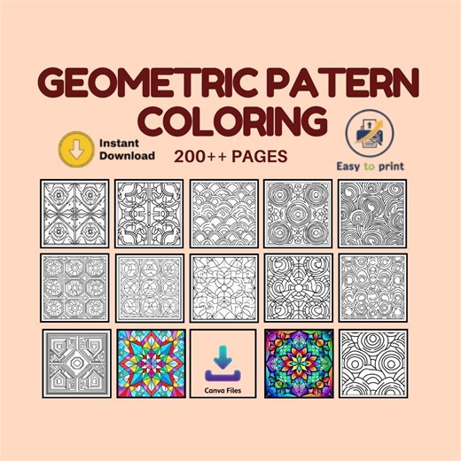 200  Geometric Patterns Bundle – Editable Canva Template for Digital Downloads, Line Art & Abstract Designs - Etsy