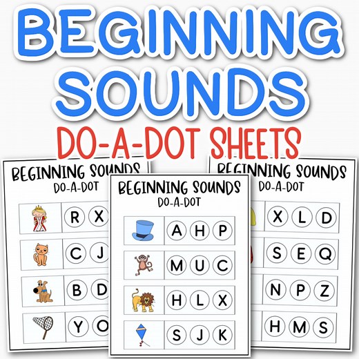 10 Beginning Sounds Worksheets | Free Kindergarten or Pre K Activities