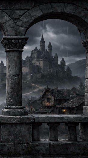 Rainy Castle Arches Overlooking the Kingdom 🌧️🏰 Cozy Reading Fantasy Ambience #rainsounds #cozy