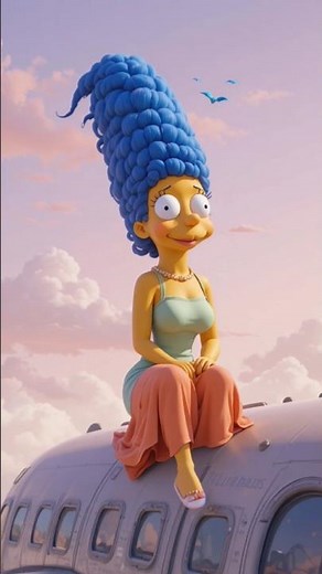 Simpson family are sitting on the top of an airplane #simpsonfamily #simpsons