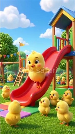 Happy Chicks at the Playground | Cute Kids Animal Story 🐥🎢💛 #Shorts #viral #trending