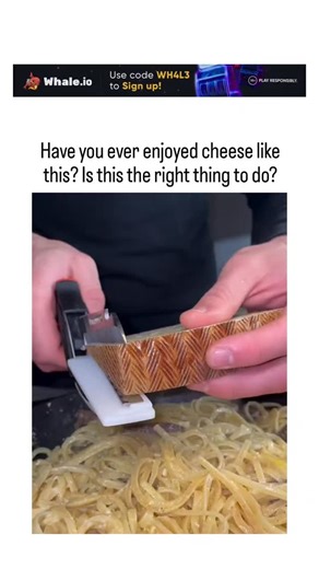 GlobalTrend_Hubb™ | The video shows a hand using a cheese planer tool to shave thin ribbons of Parmigiano-Reggiano directly onto a plate of spaghetti,... | Instagram