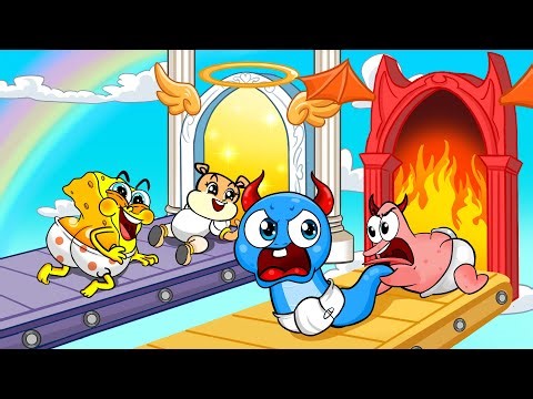 Heaven or Hell Door Challengee 😱 Hungry Worm Baby vs Spongebob Baby | 2D Animation