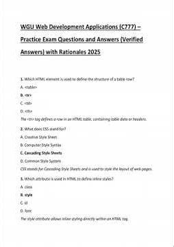 Wgu C777 Web Development ApplicATIons Practice Exam Questions And Answers