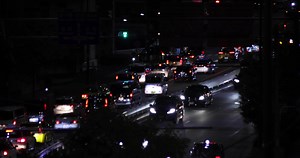 A night traffic jam at Yamate avenue in Tokyo long shot