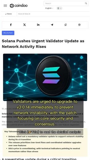 🧐👉 Solana Urgent v3.0.14 Validator Update: What It Means for Network Stability and ... #QixNewsAI