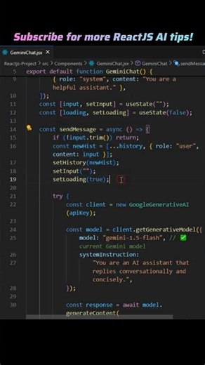 AI Chat App with Gemini API Fetch GenAI using ReactJS #reactjs #genai #interviewquestions #freshers
