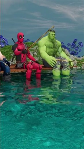 Wolverine vs Deadpool vs Hulk Hulk catches a snake Marvel Animation#shorts#shortfeed#cartoon#hulk
