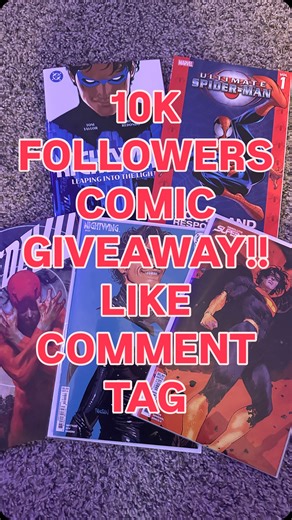Speckler on Instagram: "Thank you all so much for 10k followers!! So hyped to be giving away these awesome comics to ONE LUCKY WINNER!! HOW TO ENTER: 1. FOLLOW ME 2. LIKE THIS VIDEO 3. TAG SOMEONE IN THE COMMENTS GIVEAWAY ITEMS: 1. NIGHTWING BY TOM TAYLOR VOL 1 TPB 2. DAREDEVIL BY CHIP ZDARSKY VOL 1 TPB 3. ULTIMATE SPIDER-MAN BY BRIAN MICHAEL BENDIS VOL 1 TPB 4. ABSOLUTE SUPERMAN 1 DAN MORA VARIANT 5. NIGHTWING 121 DAN PANOSIAN VARIANT GOOD LUCK EVERY ONE!! Winner will be chosen on January 30th.
