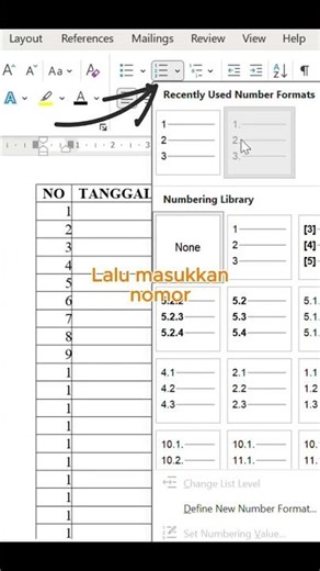 Membuat Nomor Otomatis Di Ms.Word #ms #msword_computer