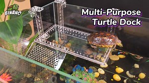 Turtle Basking Platform for Aquatic Turtle Docks for Basking with Slip-Resistant Ramp, Adjustable Direction Height for Tanks 0.3"-2" Thick, High Transparency Turtle Tank Basking Platforms Medium