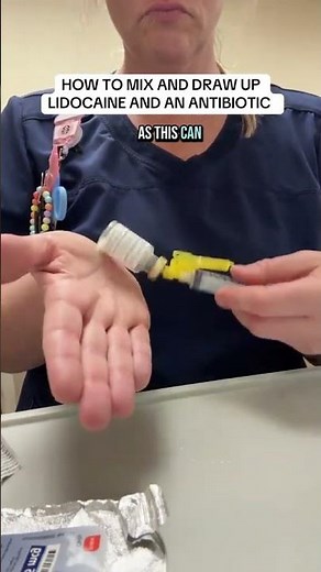 Mixing lidocaine and powered antibiotics with a syringe 💉 #nursingschool #nurseskills #nurselife