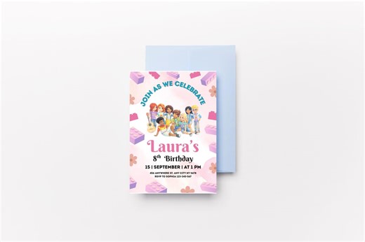 LEGO Friends Birthday Invitation | Heartlake City Party Invite | Editable Canva Template | Printable Kids Birthday Card | Party Invitation - Etsy